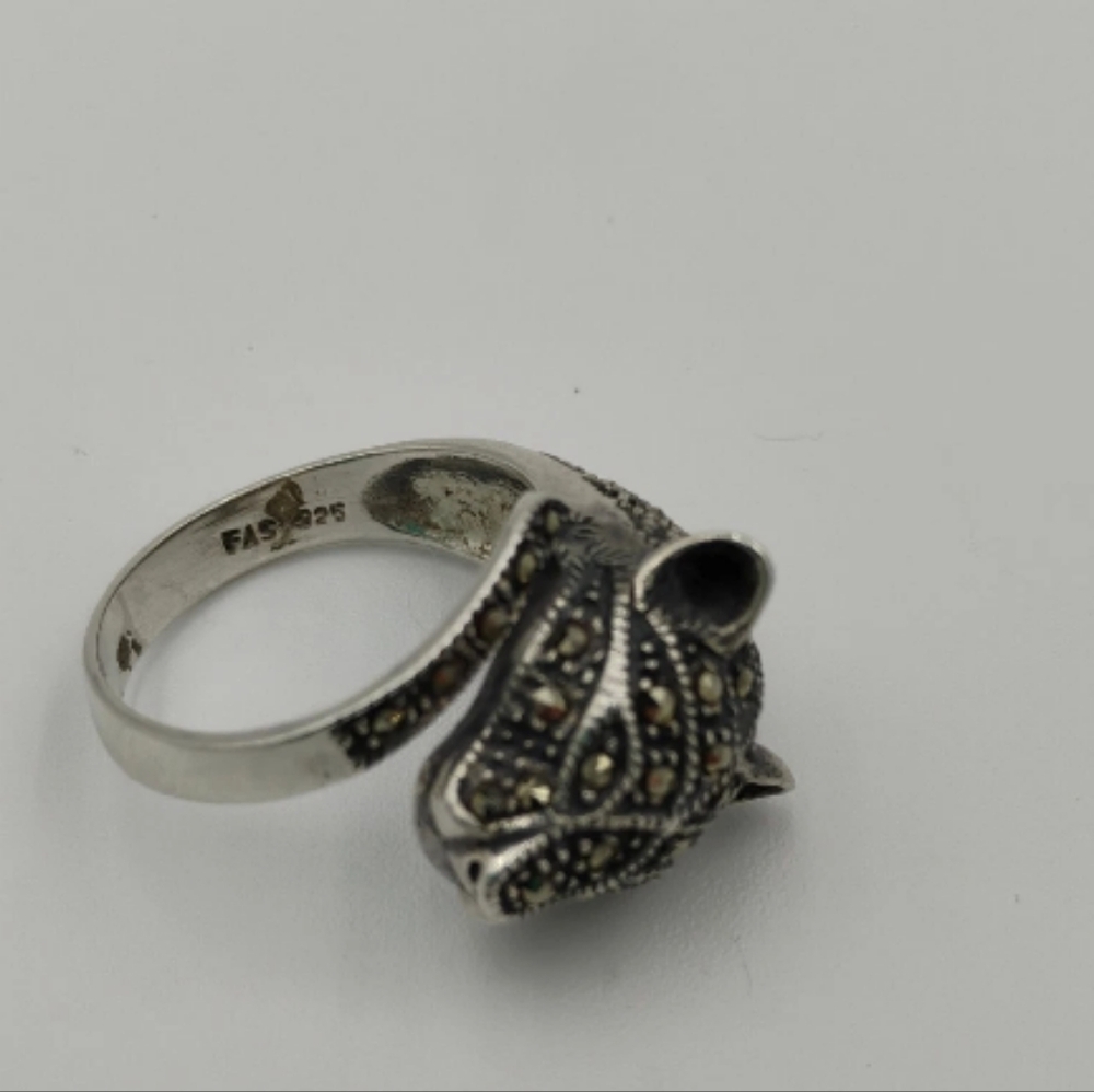 Sterling Silver 925 Fas Marcosite Panther Ring